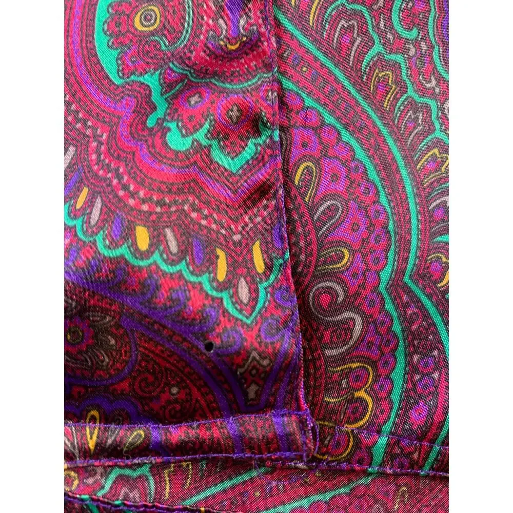 Vtg Victoria's Secret Night Shirt Gold Label Long Sleeve Paisley‎ Purple Medium